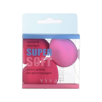 Kit com 3 Esponjas de Maquiagem Super Soft Vivai V-5000