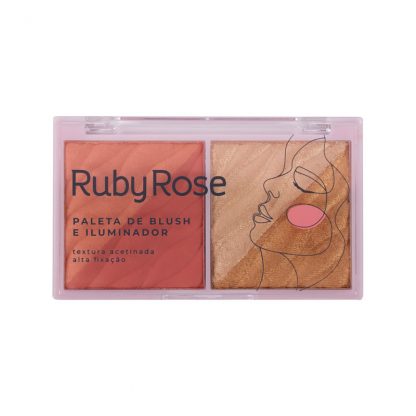 Paleta de Blush e Iluminador Cor 1 Ruby Rose HB-7533-1