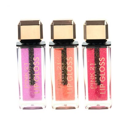 Lip Gloss Glitter Incolor Pink 21 CS-4128 Kit
