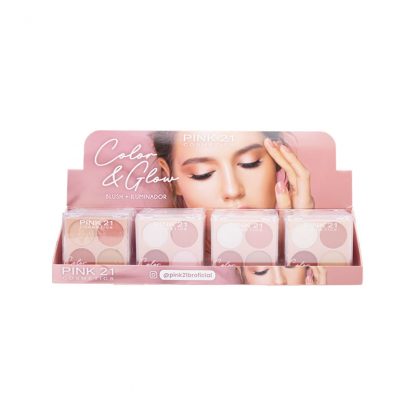 Blush e Iluminador Color & Glow Pink 21 CS-4327 Atacado